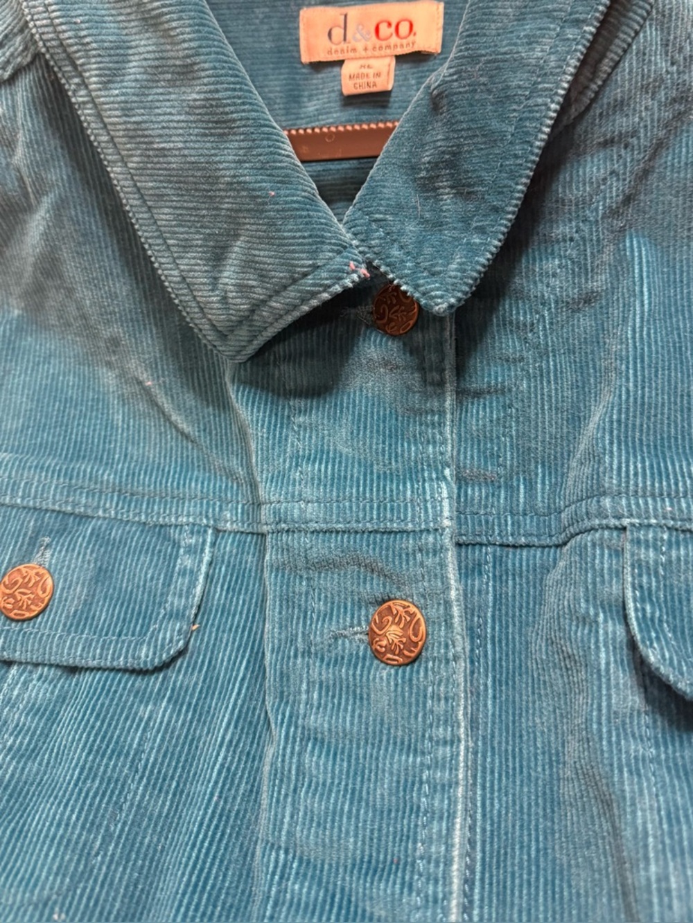 Denim & Co. Teal Corduroy Button Front Vest XL - Picture 6 of 8